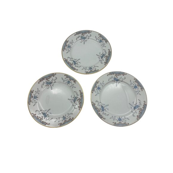 3 Imperial China Seville 5303 Bread and Butter Plates Blue Floral 6.5" - Picture 1 of 8